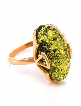 Gold-plated silver and rhodium ring with amber 