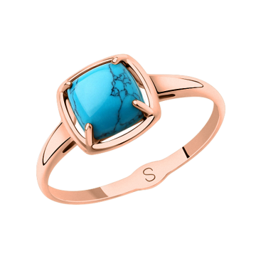 Ladies Ring in Red Gold 585 - Turquoise 