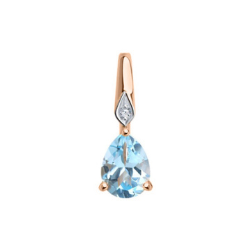 Pendant in red gold of 585 assay value with diamond and topaz 