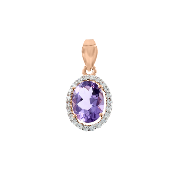 Pendant in red gold of 585 assay value with amethyst and zirconia 