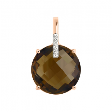 Pendant in red gold of 585 assay value with smoky topaz, zirconia 