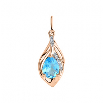 Pendant in red gold of 585 assay value with topaz Swiss, zirconia 