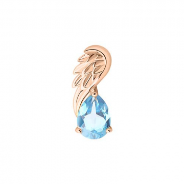 Pendant in red gold of 585 assay value with blue topaz 