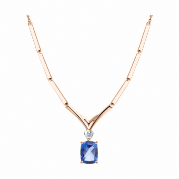 Necklace in red gold of 585 assay value with Topaz Swarovski 45 cm