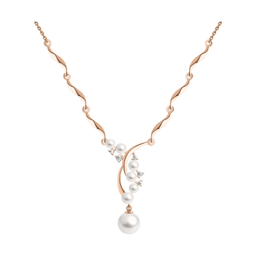 Pearl necklace in red gold of 585 assay value 