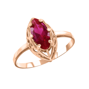 Lady´s ring in red gold of 585 assay value with ruby HTS 