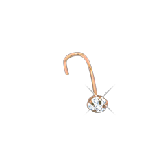 Nose piercing in red gold of 585 assay value with zirconia 