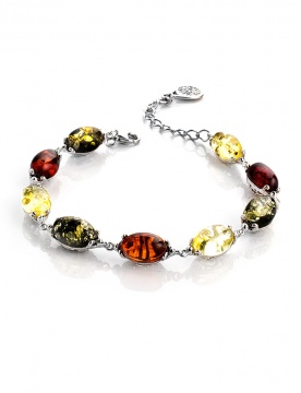 Silver bracelet with amber 