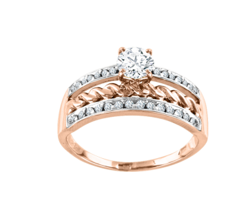 Lady´s ring in red gold of 585 assay value with zirconia and Swarovski crystals 