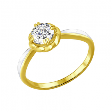 Кольцо из желтого золота с фианиты  
