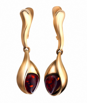 Gold-plated silver earrings with amber 