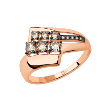 Lady´s ring in red gold of 585 assay value with Swarovski crystals 