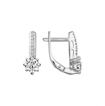 Earrings in white gold of 585 assay value with zirconia Swarovski 