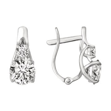 Earrings in white gold of 585 assay value with Swarovski crystal 