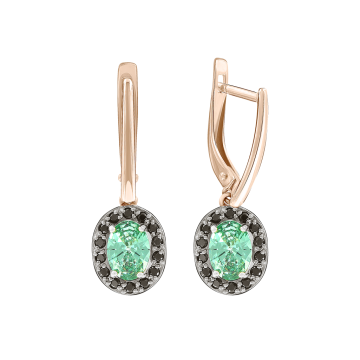 Earrings for in yellow gold of 585 assay value (14ct) with zirconia 
