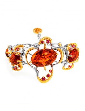 Gold-plated silver bracelet with Amber 