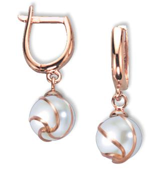 Ohrringe aus Rotgold 585° mit echte Perlen 