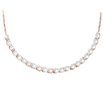 Bracelet and necklace in red gold of 585 assay value with pearl and zirconia 