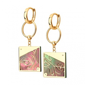 Gold-plated earrings with black mother-of-pearl 