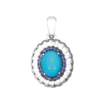 Silver pendant with cubic zirconia and turquoise HTS 
