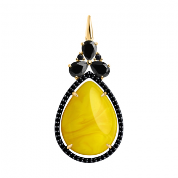yellow gold-plated silver pendant with amber HTS 