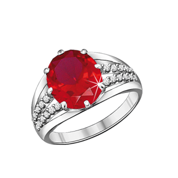 Женское серебряное кольцо 925 пробы с фианитами и рубином HTS 