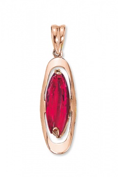 Pendant in red gold of 585 assay value with ruby HTS 