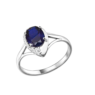 Silver ring with zirconia and sapphire HTS 