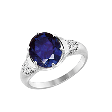 Silver ring with zirconia and sapphire HTS 