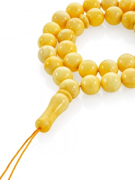 Muslim prayer beads Tasbih (Misbaha, Tesbih) made from amber-cognac balls 