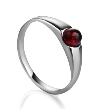 Женское серебряное кольцо 925 пробы. Вставка: Янтарь 18,0 mm