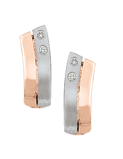 Earrings in red and white gold of 585 assay value with diamonds 