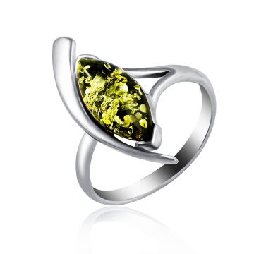 Женское серебряное кольцо 925 пробы. Вставка: Янтарь 