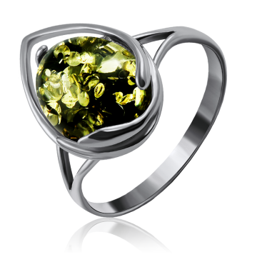 Silver ring with amber 