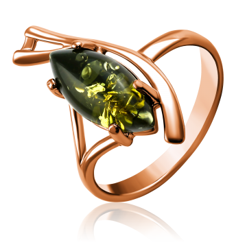Gold-plated silver and rhodium ring with amber 18,0 mm