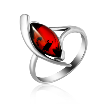 Женское серебряное кольцо 925 пробы. Вставка: Янтарь 18,5 mm