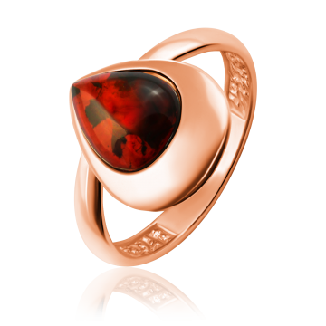 Vergoldete Damen-ring aus 925er Silber mit Bernstein 17,0 mm