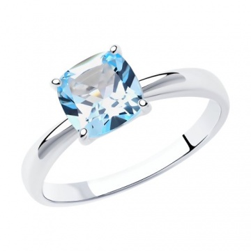 Женское серебряное кольцо 925 пробы. Вставка: голубой топаз 