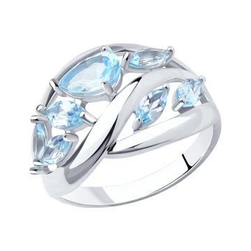 Damen-ring aus 925er Silber mit blau Topas 