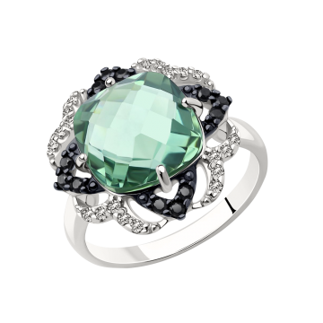 Silver 925 assay value ring with Quartz and cubic Zirconia 