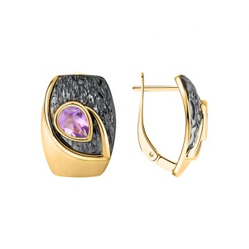 Gold-plated earrings with amethyst 8x6 mm 