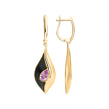 Gold-plated earrings with amethyst 8x6 mm 