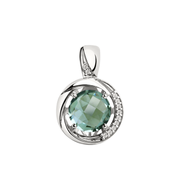 Silver pendant with cubic zirconia and quartz 