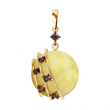 Gold-plated silver pendant with amber and Zirconia  