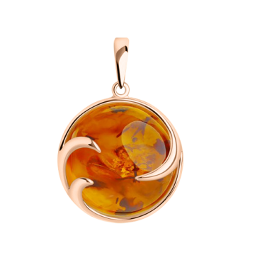 Gold-plated silver pendant with amber 