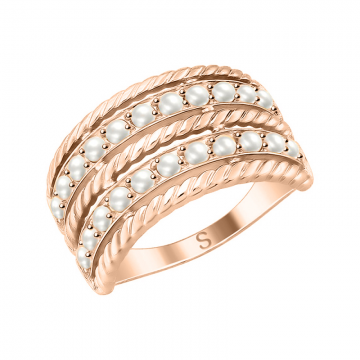 Gold-plated silver and rhodium ring with pearl HTS 