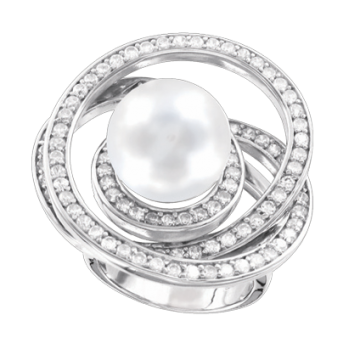 Silver ring with zirconia and pearls 