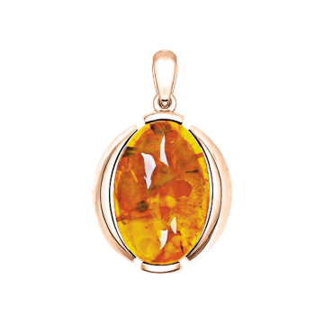 Gold-plated silver pendant with amber 
