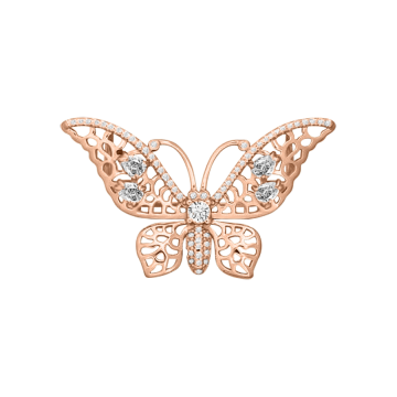 Silver brooch gold-plated with zirconia 