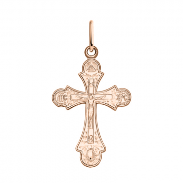 Orthodoxe Kreuz Anhänger "Kreuzigung Christi" aus Silber 925° mit Rotgold vergoldet 
